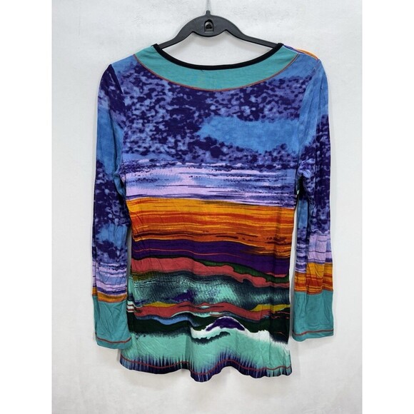 Orientique Naturally Australian Wearable Art Top Womens Small Abstract Scoop - Picture 3 of 6